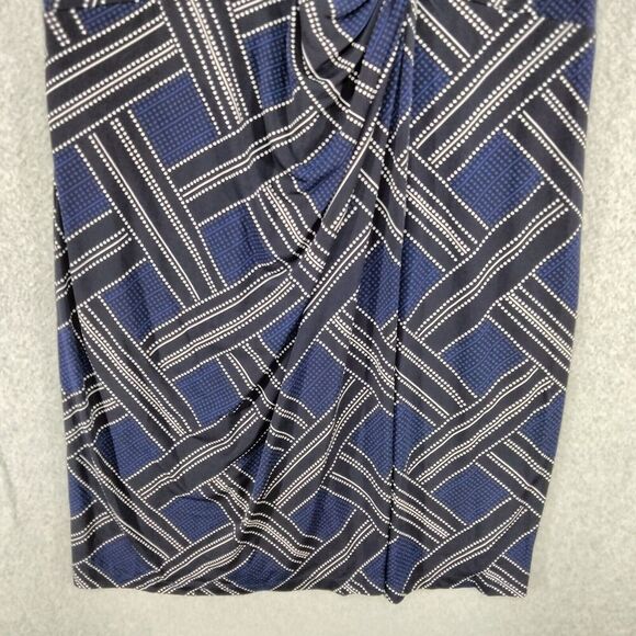 Pea in thePod Maternity Dress Wmns Sz L Navy Blue White Weave Pattern 3/4 Sleeve - Picture 3 of 11